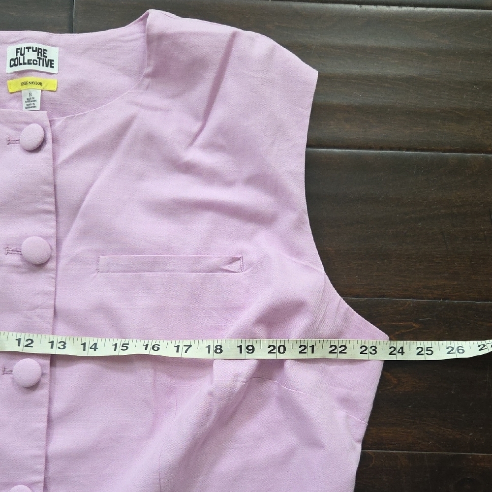 Future Colective Jenee Naylor Lavender Sleeveless Button-Up Vest - Picture 6 of 12